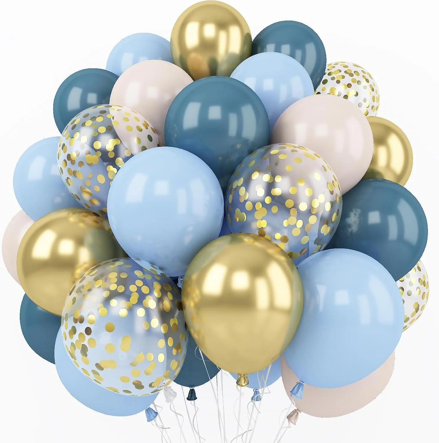 62-teiliges blaues Macaron-Konfetti-Ballon-Set für böhmische Babypartys, Hochzeiten, Geburtstage von Jungen, Abschlussdekorationen