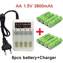 New 3800 MAH rechargeable battery AA 1.5V 3800mah chargeable For Clock Toys Flashlight Remote Control Camera battery+charger