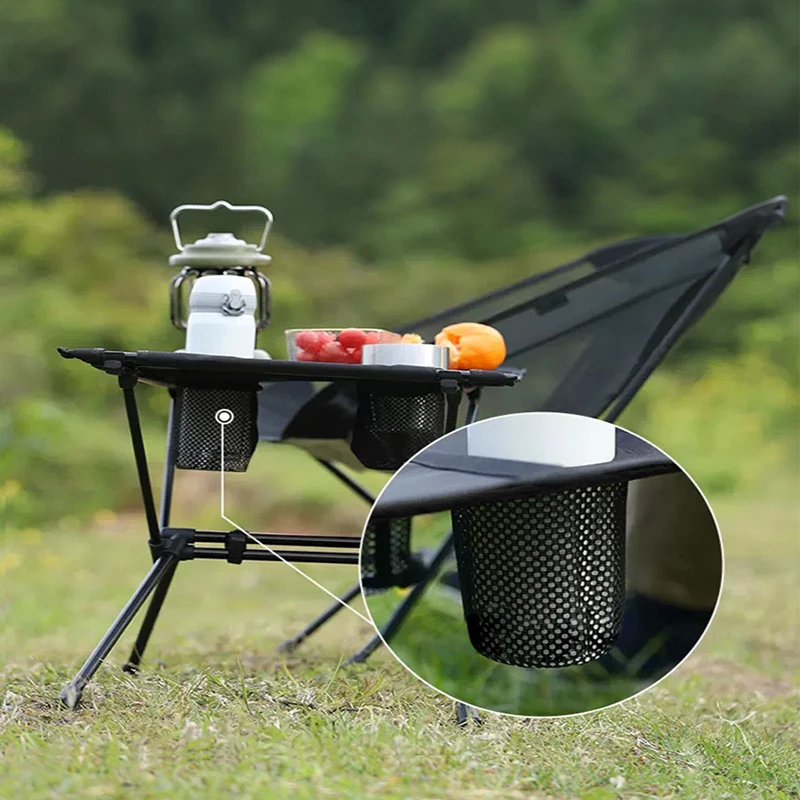 Outdoor Mesh Wild Dining Table Aluminum Alloy Bracket Portable Cup Hole Small Table Tent Fishing Self Driving Tour Folding Table