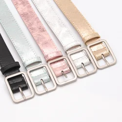 Women's Versatile Alloy Character Buckle Pu Face Pants Belt All-match