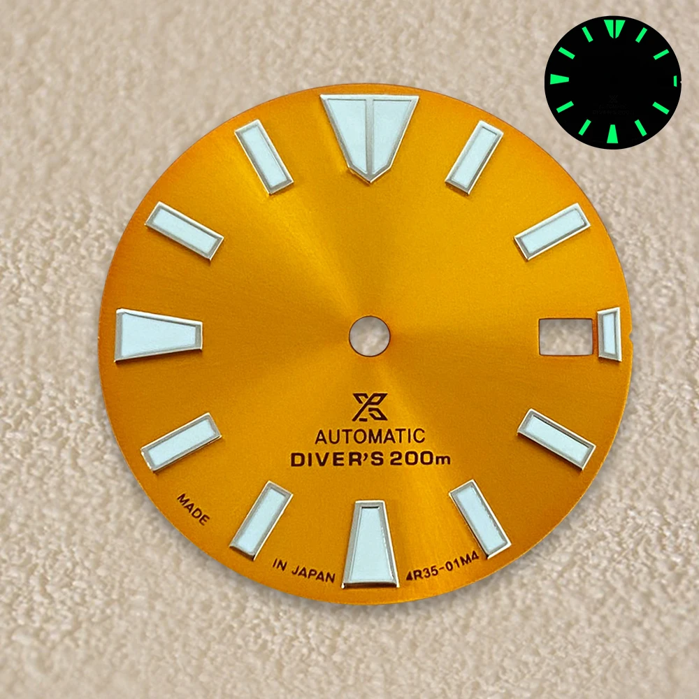 28.5mm S Logo SKX Sunray Dial Suitable For NH35/NH36/4R/7S Movement Green Luminous Watches Modification Accessories