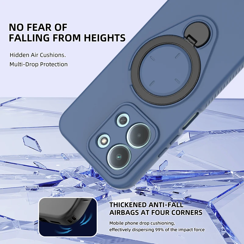 Rotating Magnetic Stand Phone Case with Wireless Charging and Shockproof Armor Protection