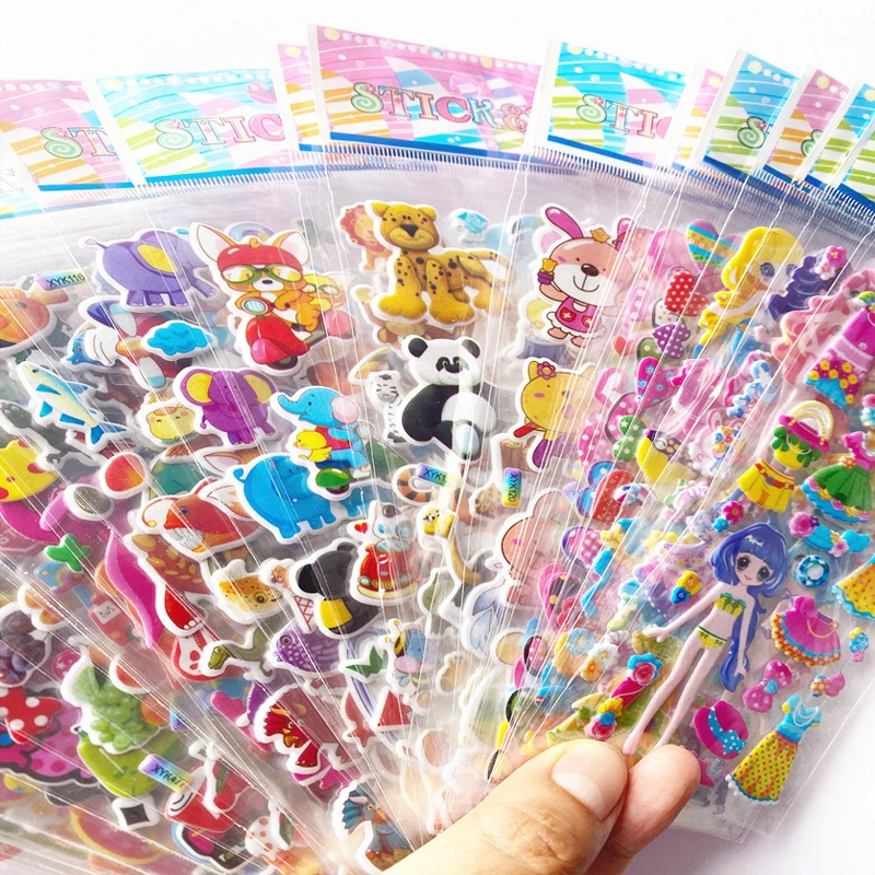 6Sheets Decorative 3D Puffy Bulk Stickers Princess Cartoon Shaped Sticker DIY Scrapbook Funny Kids Classic Toy For Children Gift images - 6