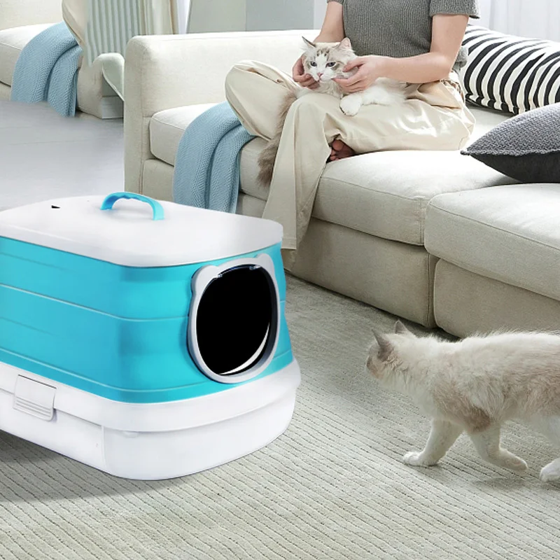 

Portable Sandboxes for Cat Fully nclosed and Folding Cat Litter Box Toilet Clean New and Enlarged Cat Accessories