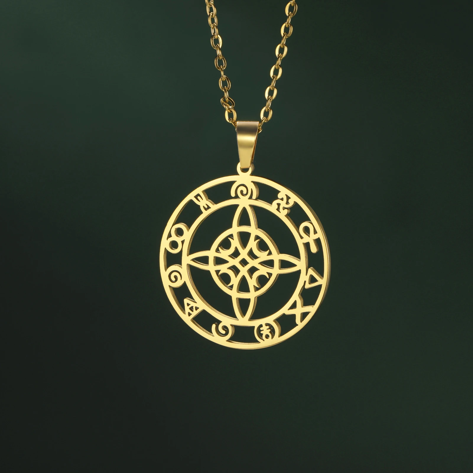 Collier Pendentif Croissant De Lune Avec Nœud De Sorcière - Neuf (sans Emballage)
