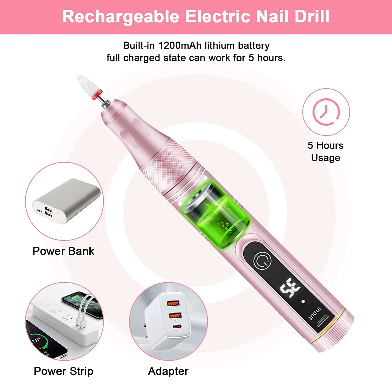 35000RPM Cordless Nail Drill Machine For Gel Polish Electric Nail Sander Rechargeable Portable File Manicure Tool electric nail drill electric nail grinder