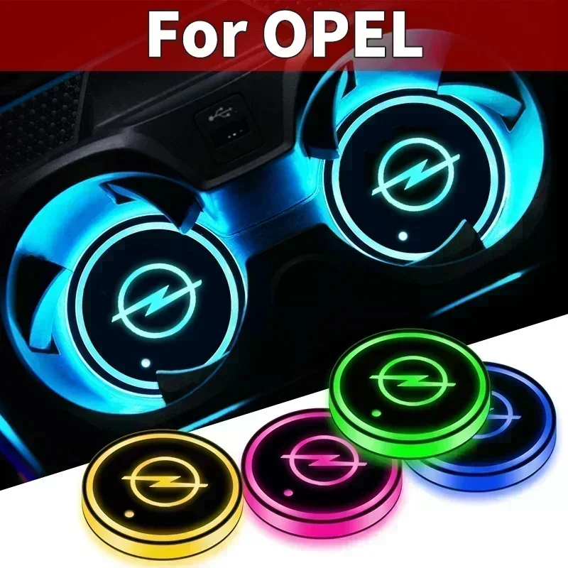 2Pcs Car Lights Luminous Coaster Drinks Light For Opel Astra H Astra J G Corsa Insignia Zafira B Vectra C Corsa D Vivaro