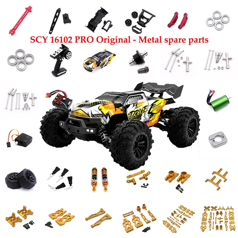 For SCY 16101 16102 16103 1/16 RC Parts Steering Servo Saver Complete Shock Absorber Bracket Shock Absorbers Rear Hub Carrier