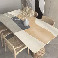 Minimalist Line Table Mat Waterproof Oil-proof Placemat Beige Striped Kitchen Desktop Decorative Cover Mat Modern PVC Table Mats 2