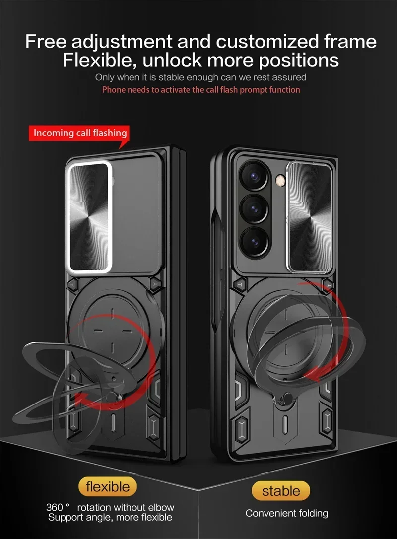 360°Rotating Car Holder Ring Magnetic Shockproof Armor Case for Samsung Galaxy Z Fold 7 6 5 5G Slide Camera Lens Back Capa Cover | Gaffar India