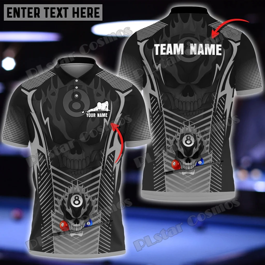 Personalisierter Name Billard Ball Skull Bunte 3D All Over Bedruckte Herren Poloshirt Sommer Unisex Casual Poloshirt WK157 – Detail 16