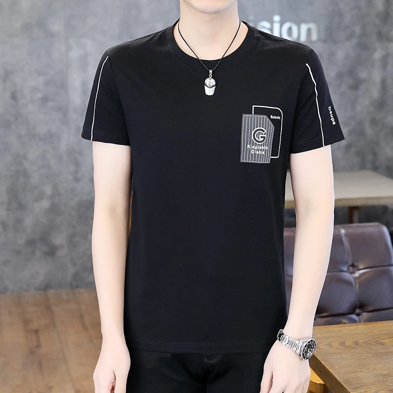 

Summer Men's O-Neck Short-sleeved T-shirt High Quality Casual Business Men's Solid Color Printed Pure Cotton Fashion T-Shirts