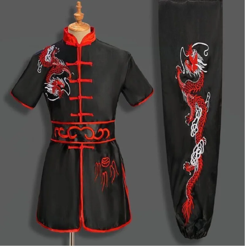 Chinese Style Men Women Embroidered Dragon Kung Fu Suit Tai chi Wushu Uniform Outdoor Sport Jacket Pants Sets tai chi clothing