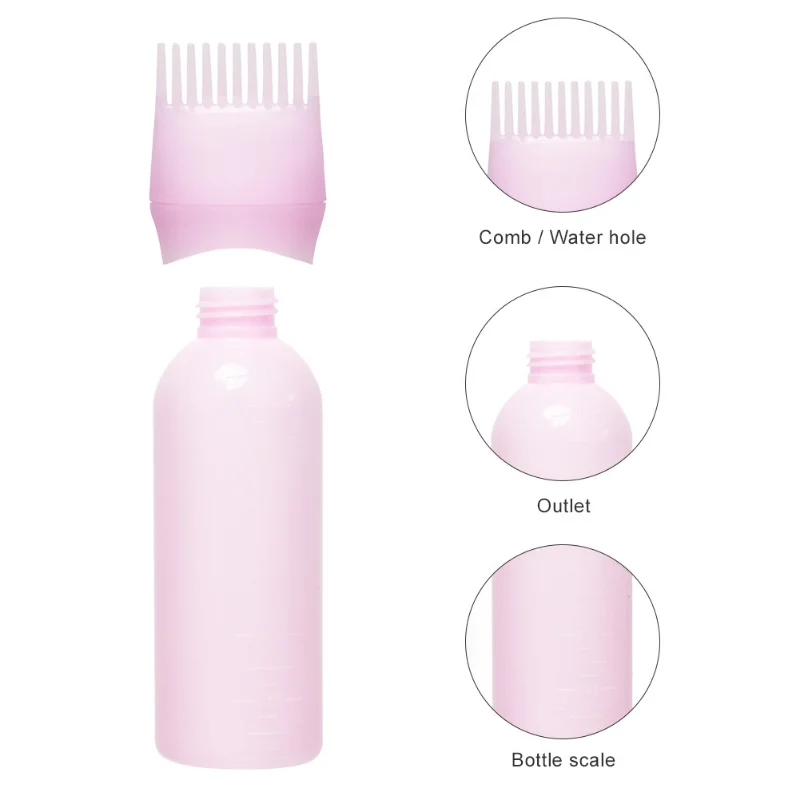60ml Multicolor Plastic Hair Dye Refillable Bottle Applicator Comb Dispensing Salon Hair Coloring Hairdressing Styling Tool hair dye applicator bottle hair dyeing bottle hair dye bottle