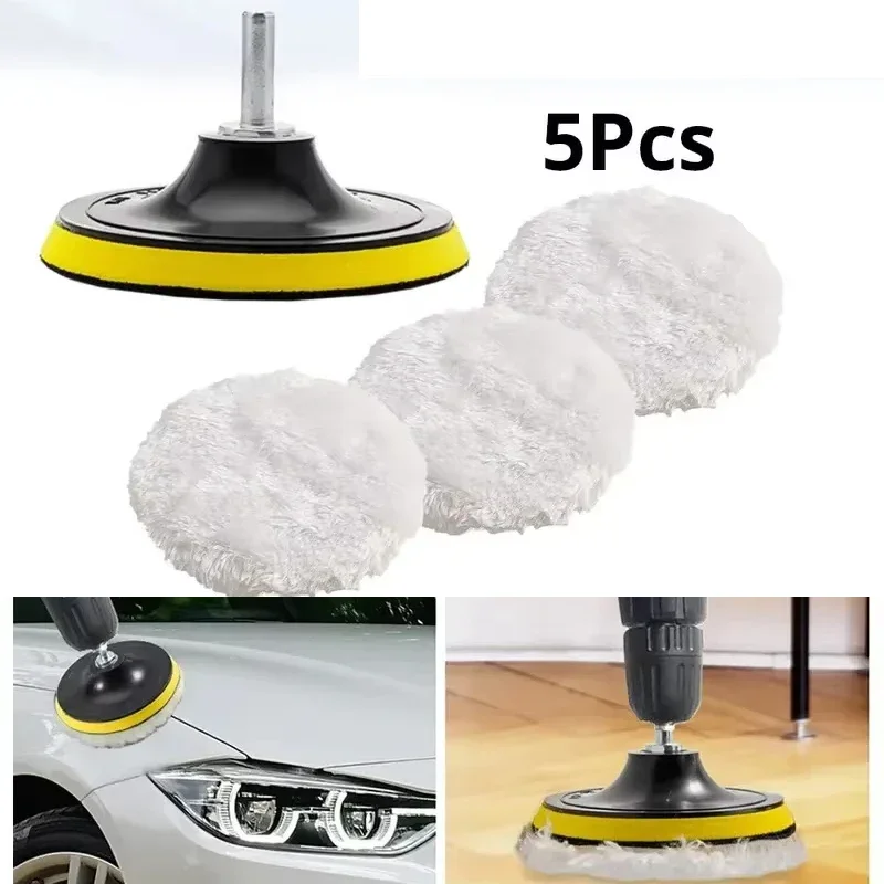 5Pcs 3/4/5 Inch Polishing Kit Car Polishing Pad Car Waxing Sponge Disk Wool Wheel Auto Paint Care Polisher Pads Car Gadget