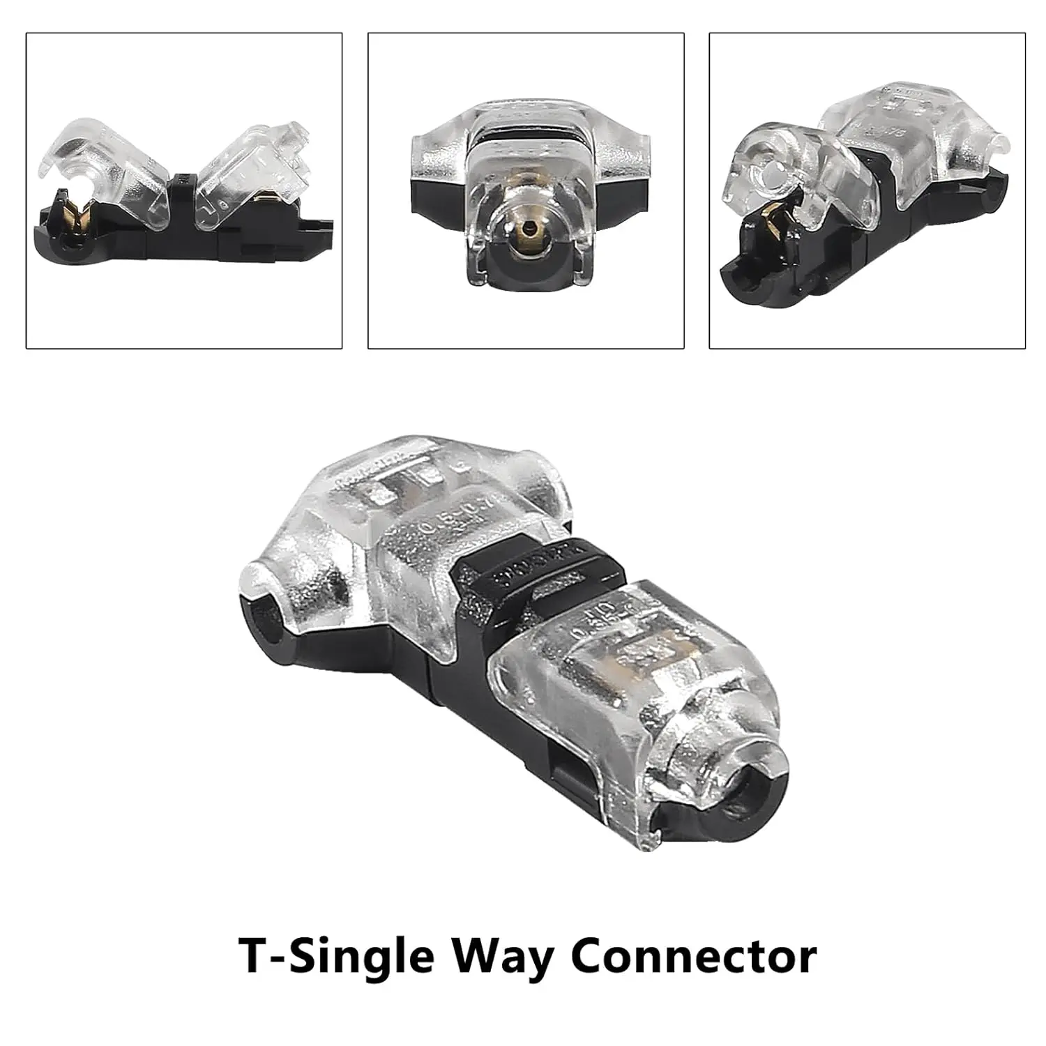 Više T tap konektora raspoređenih za postavljanje ožičenja