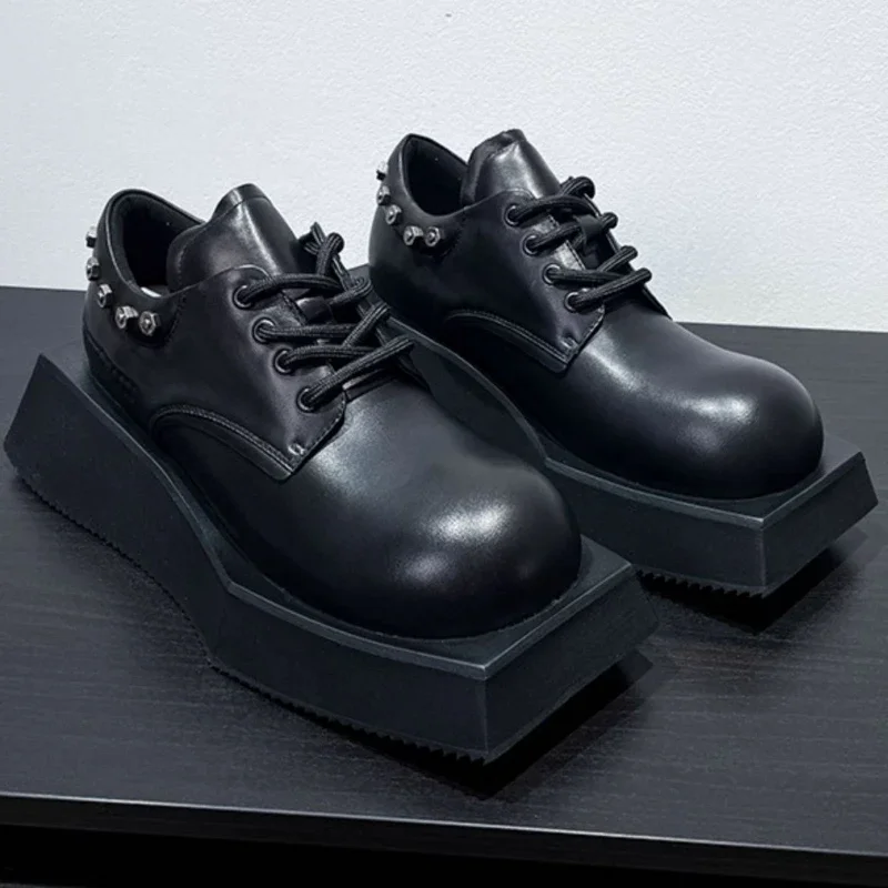European/American High End Fashion Show Design Derby Shoes for Men's Increase 6cm Genuine Leather Casual Height Increasing Shoes 3