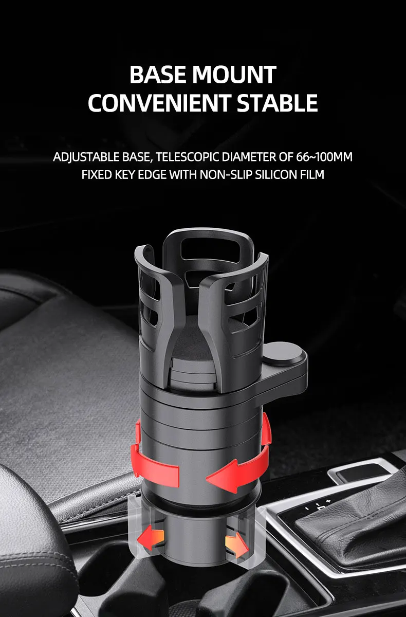 Verstellbarer Auto tassen halter Expander 360 ° drehbarer Mehrzweck 4 Getränke halter Snack Tablett Lager regal Kaffeetasse Getränke halter – Detail 6