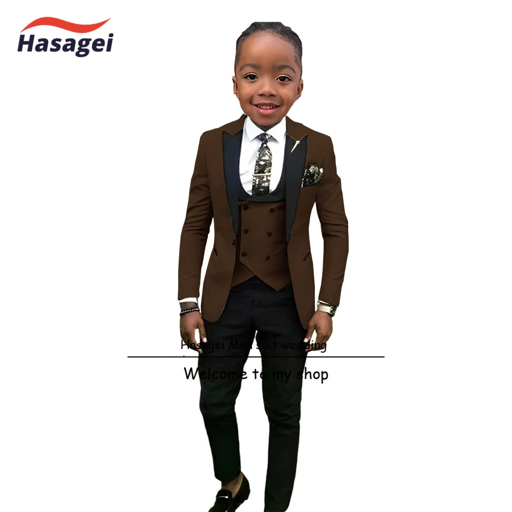 Boys Suit Wedding Tuxedo for 2-16 Year Old Kids (Jacket Pants Vest Tie) 4 piece Set Formal Children Blazer Khaki boys formal suit set