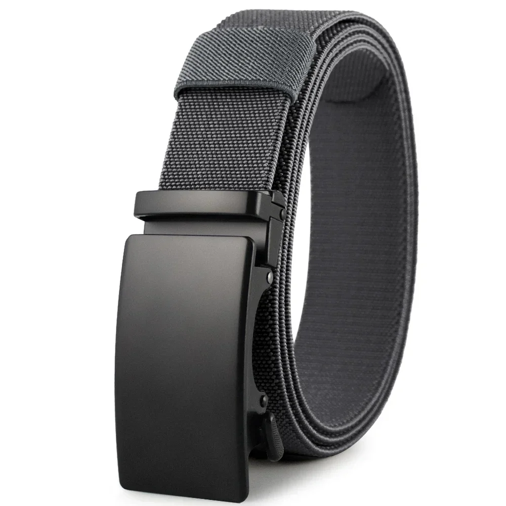Versatile Stretch Nylon Belt with Auto-Lock Metal Buckle