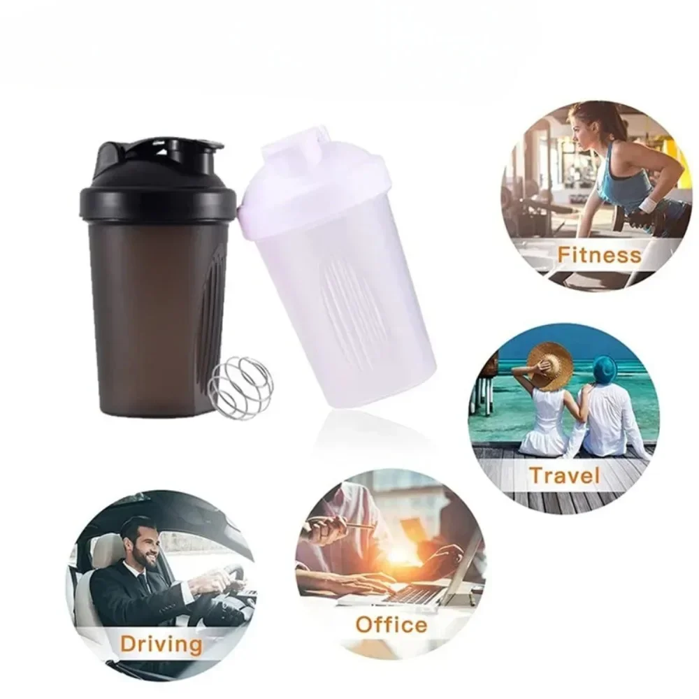 400ML Shaker Bottle Protein Bottle Shaking Cup Protein Shaker Cup Stainless Ball BPA Free Plastic Protein Shakes Leakproof For Powder Workout Gym Sport