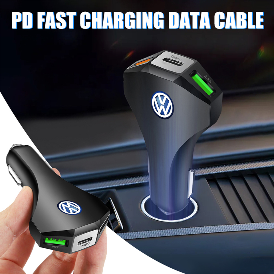 Car Charger Cigarette Lighter PD Fast Charging USB Phone Charger For VW Passat b6 Golf 5 7 Polo Rline Magotan Tiguan Gti Caddy