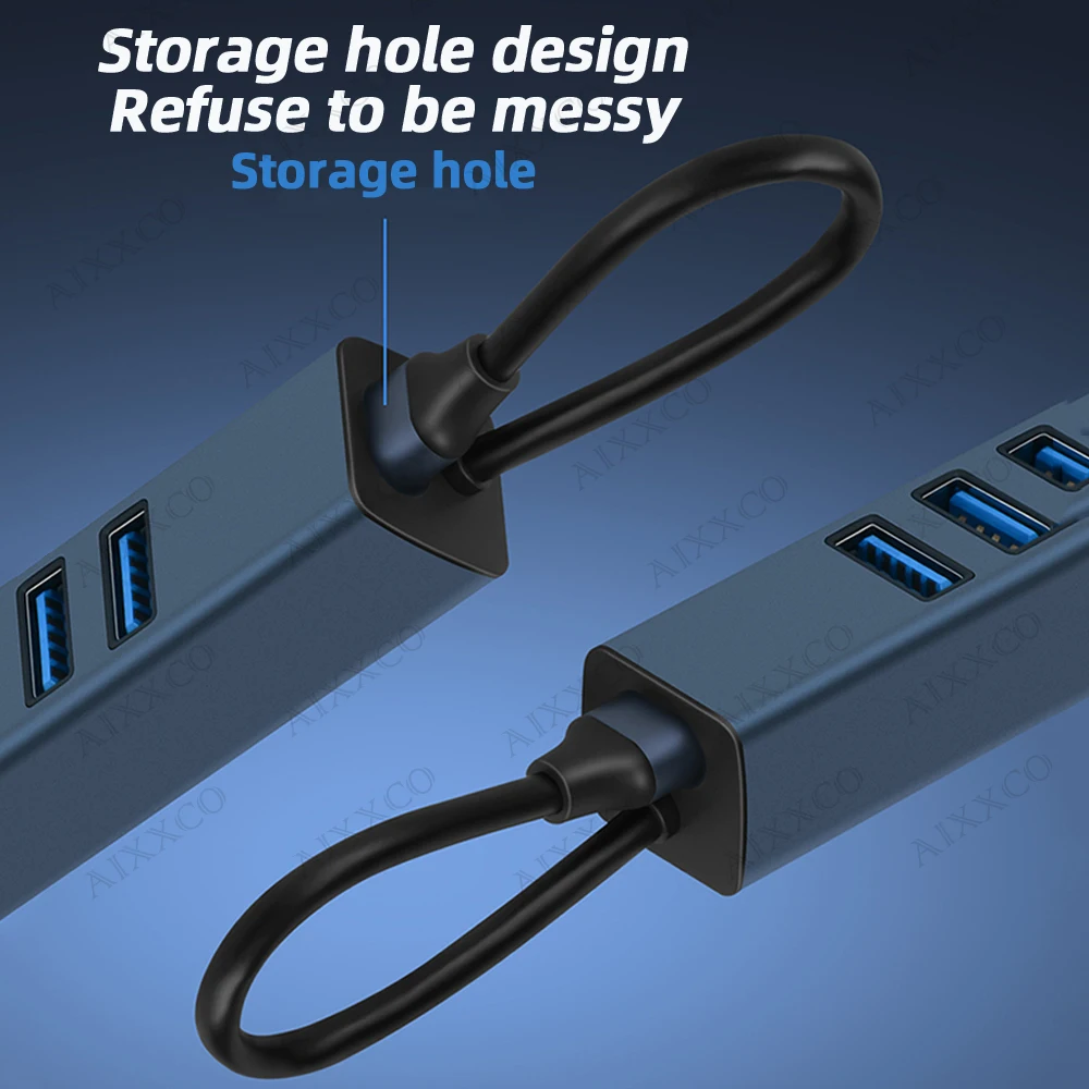 Alumínio Alloy Usb Hub Splitter Várias Portas Multi Usb 3.0 Hub 3.0 Acessórios para Computador com Rj45 - Imagem 4