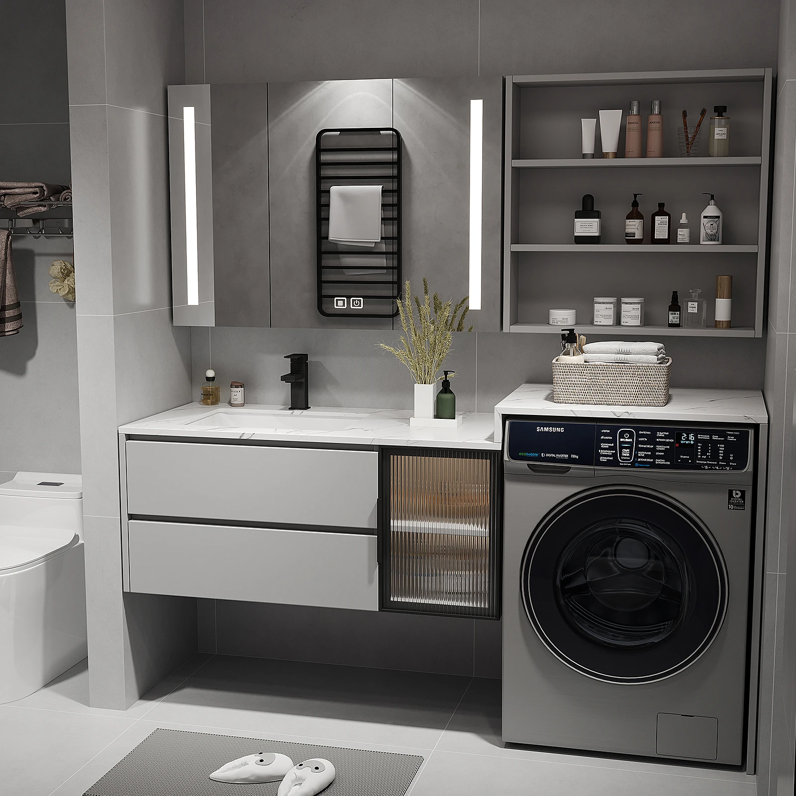 Washing Table Bathroom Cabinet Washing Machine Integrated Cabinet Laundry Cabinet 4