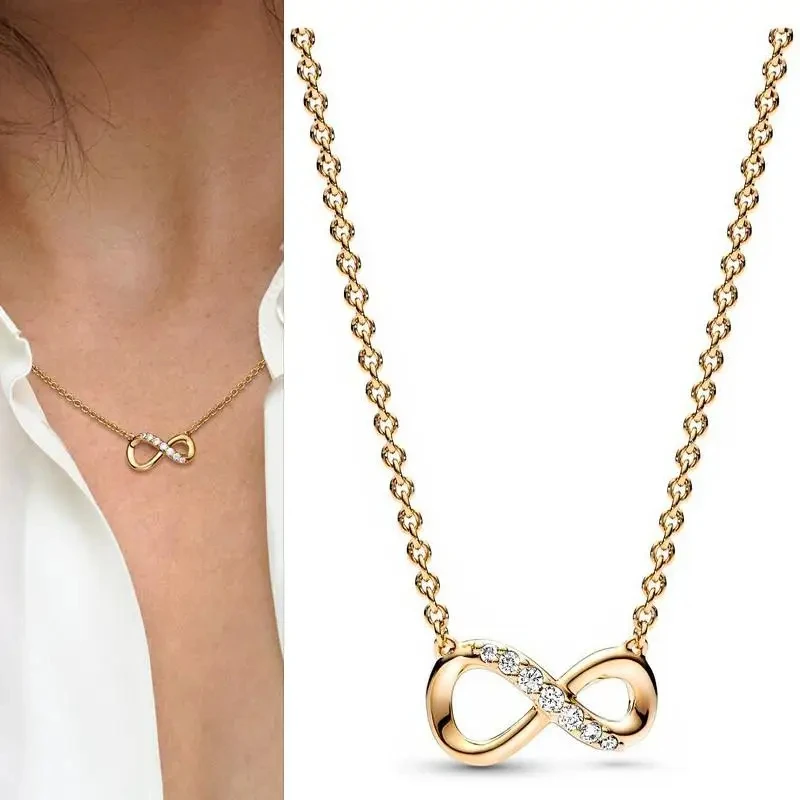 Original Logo Women's Necklace Pav é Dense Eternal Symbol Meteor Necklace% 925 Sterling Silver DIY Charm Jewelry Gift