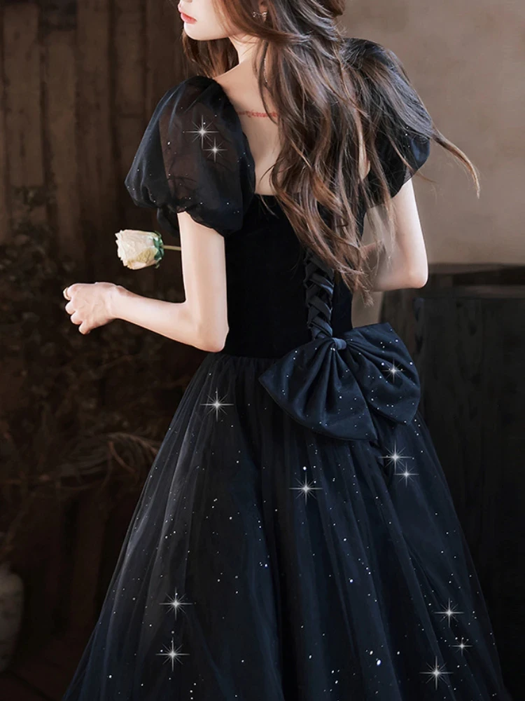 イブニングドレス パフ袖 スクエアネック ラメ ロング丈 nr8784 9022 パーティードレス ロングドレス イブニングドレス 結婚式