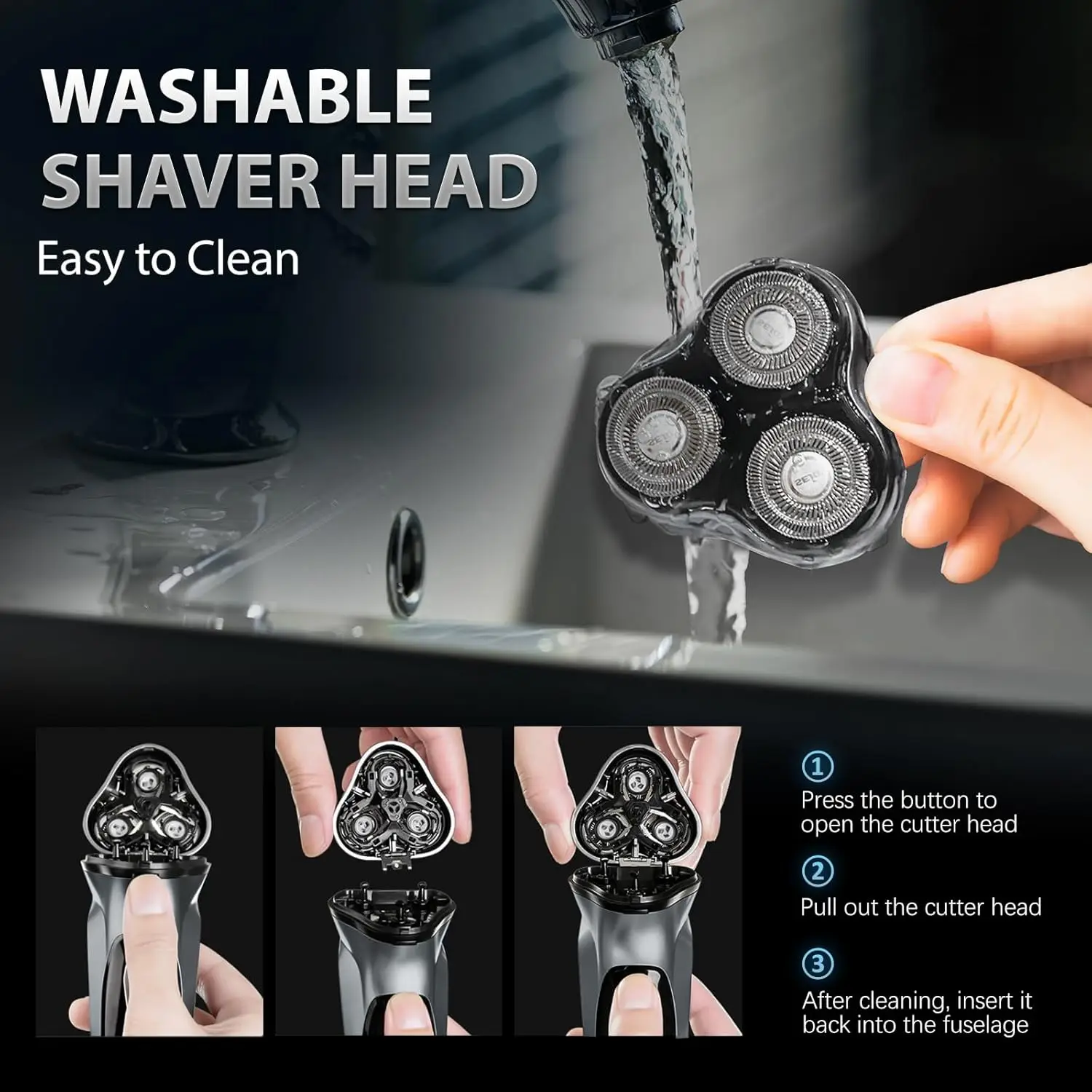 Sejoy 3D Rotary Electric Shaver for Men Advanced Dry Wet Pop-up Trimmer Rechargeable Perfect Fathers Day Gift for Dad, Husband 4