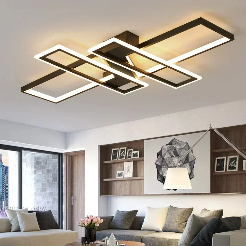 LED Ceiling Light LED Chandelier Ceiling Light Modern LED Chandeliers Lighting Fixtures With Remote Control Black Lustre Ceiling Lamp for Living Room Bedroom Kitchen Home