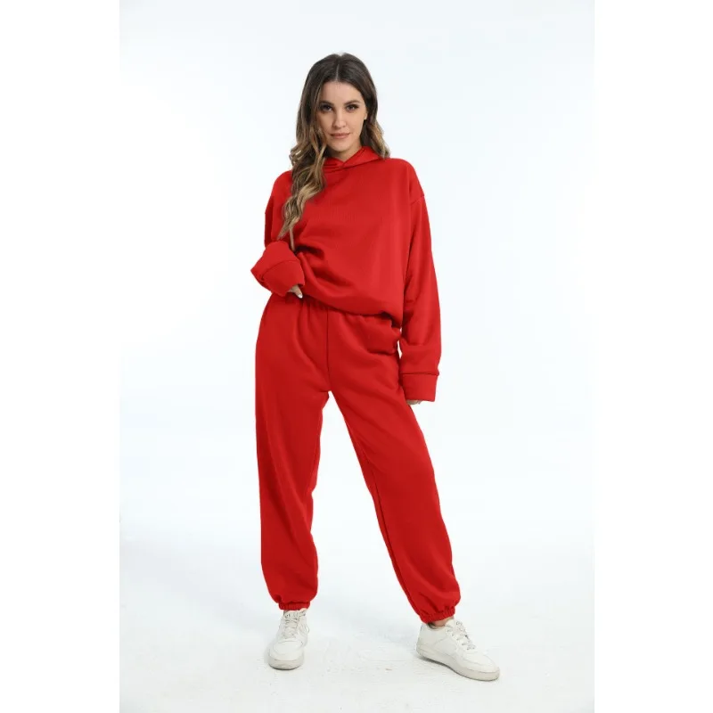 Women's Clothing Autumn Winter European American Casual Fashion Thickened Long-sleeved Sweatshirt Trousers Two-piece Suit 6
