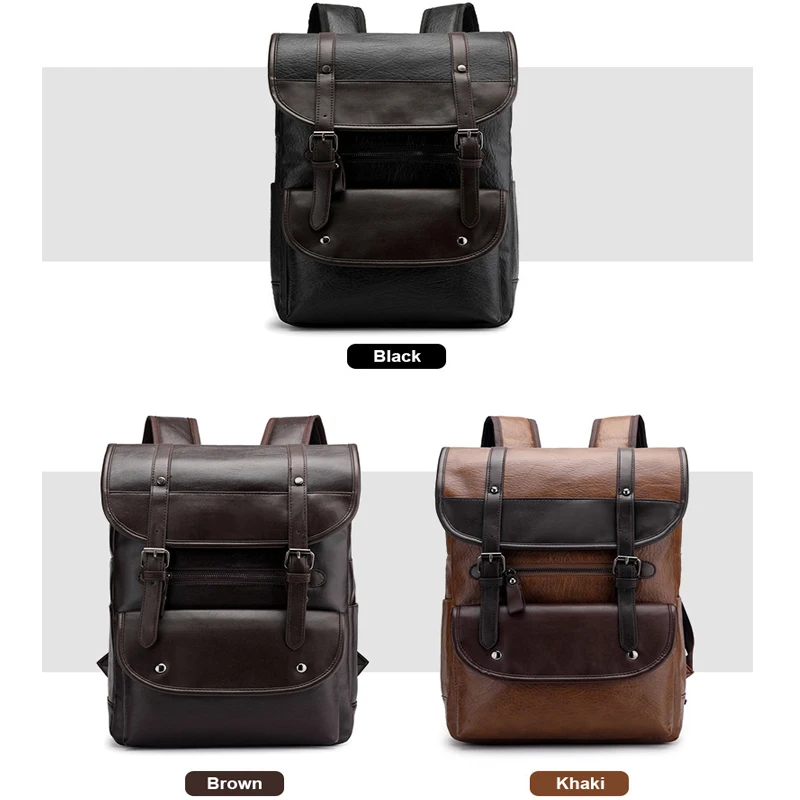 Nuovo zaino Borsa retrò alla moda da uomo Borsa per computer da lavoro Viaggio nel fine settimana Zaino in pelle impermeabile e resistente di grande capacità - immagine 6