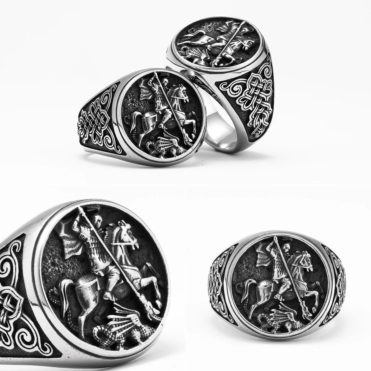 The Others 7 Sins Anello Uomo In Acciaio Inox Con Sigilli Dei Sette Arcangeli, Fascia Statement, Misure 7-14 Anello Statement Maschile