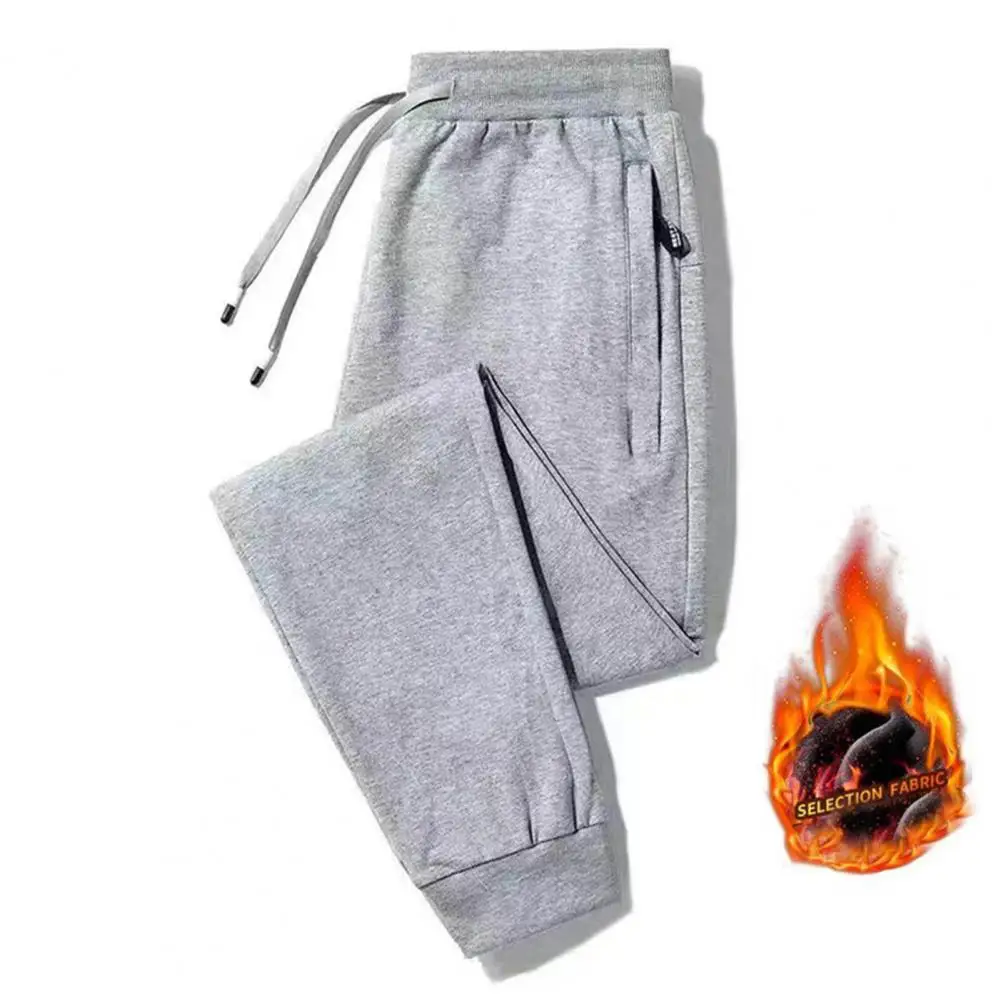 Winter Pants Men Fur Lined Joggers Thick Sweatpants Drawstring Trousers Men Fleece Running Pants Warm Velvet Ankle-Tied sport jogging trousers fleece sweatpants men casual pants