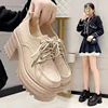 Gothic Chunky High Heels Loafers for Woman New Leather Platform Loafers Female Solid Color Thick Heeled Lolita Shoes 2024 2