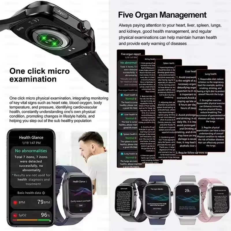 2025New Micro Physical Examination Smart Watch For Men Uric Acid Body Fat Five Organ Health Watches Bluetooth Call SmartBracelet 3