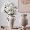 White, Double Eared, with Hanging Ring Decoration, Ceramic Vase, Desktop Flower Arrangement, Hydroponic Vase, Modern Decoration 1