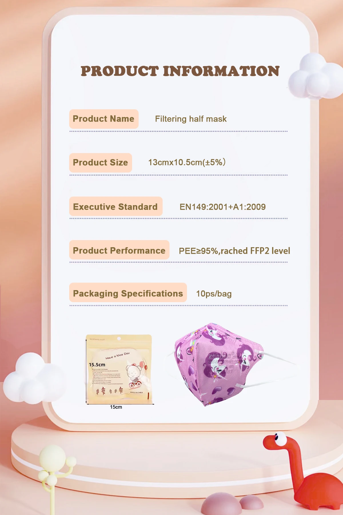 Face Mask Zooboo ffp2 children Kids KN95 Mask Fit 4-12 Years Mascarillas 3D Printed Cartoon kn95 Dust Mask ffp2mask