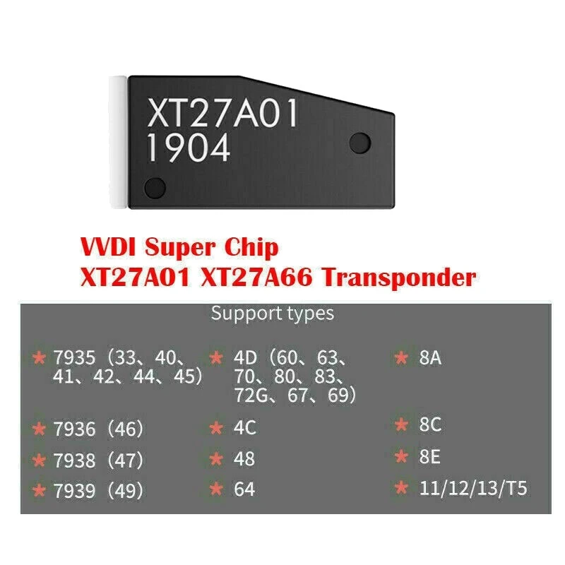 VVDI 슈퍼 칩 XT27A01 XT27A66 트랜스폰더, ID46, 40, 43, 4D, 8C, 8A, T3, 47, VVDI2 VVDI 미니 키 도구용, 2 개