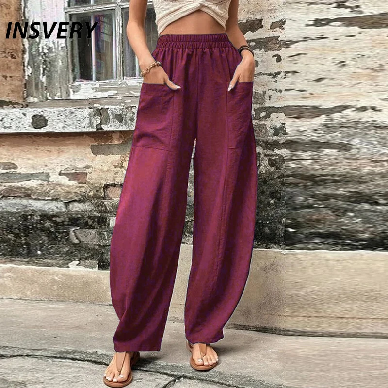 

Women Harem Pants Summer High Waist Solid Casual Pants For Women Casual Loose Trousers 2023