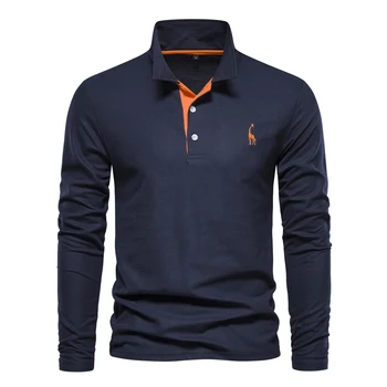 AIOPESON 2023 New Men's Deer Embroidery Polo Shirts 1