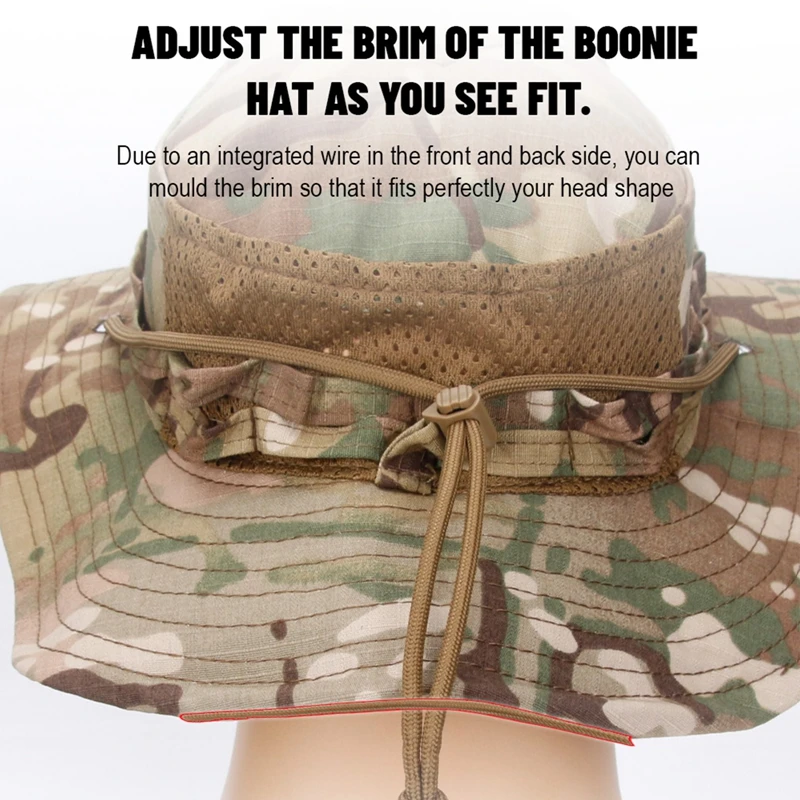 Camouflage Boonie Cap Wide Brim Bucket Hat Men Outdoor Sports Fishing Hiking Hunting Sunshade Hat Foldable Soft camouflage hat tactical hat tactical boonie hat