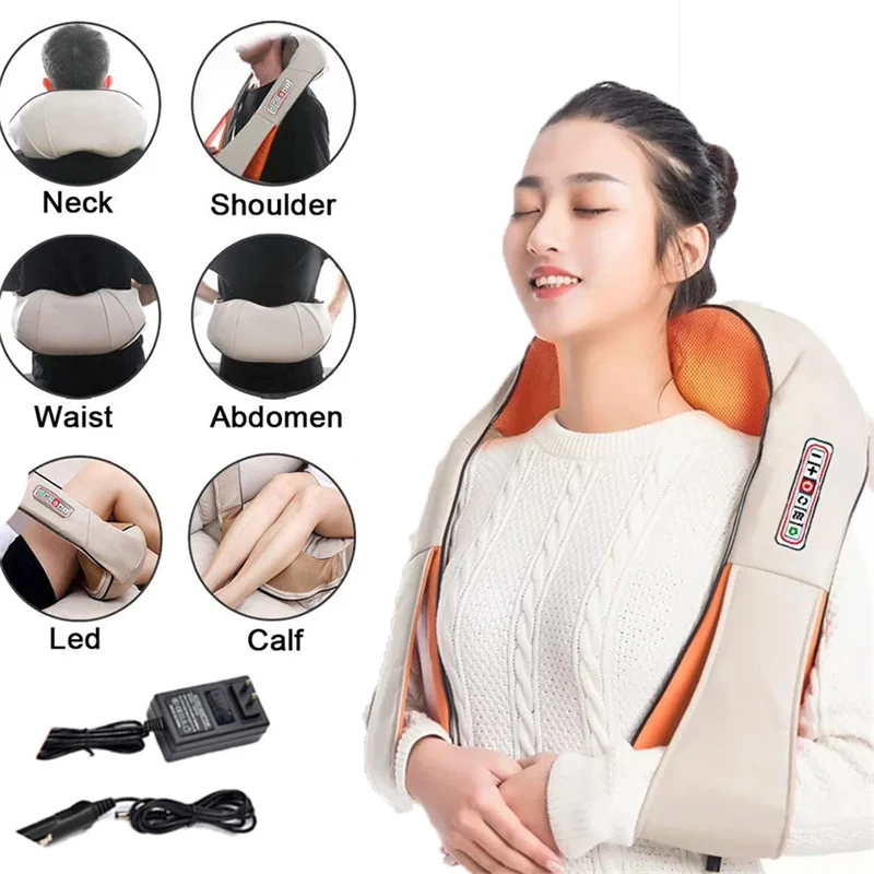 

U Shape Electrical Shiatsu Massage Shawl Back Neck Shoulder Body Massager Device Infrared Heated Kneading Car/Home Massage Shawl