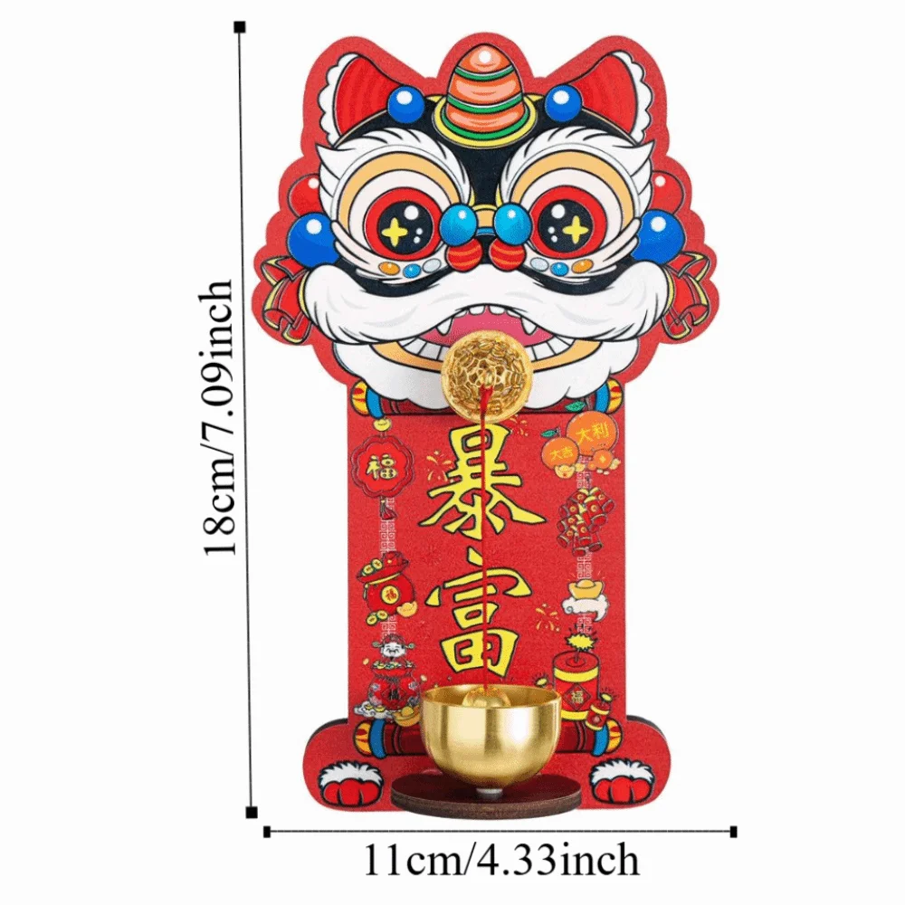 Creative Cartoon Lion Doorbell Dopamine Red Entrance Door Bells Magnetic Suction Hanging Decoration Reminder Wind Chimes Bedroom