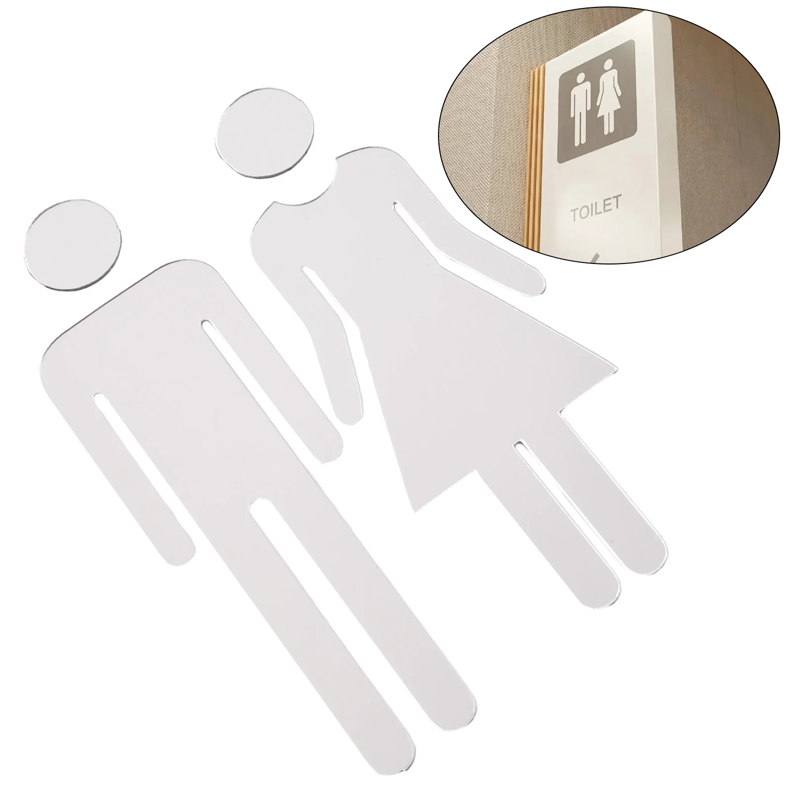 Wc Hand Sign 2pc 3D Acrylic Toilet WC Signage Self-Adhesive Acrylic Men Woman WC ...