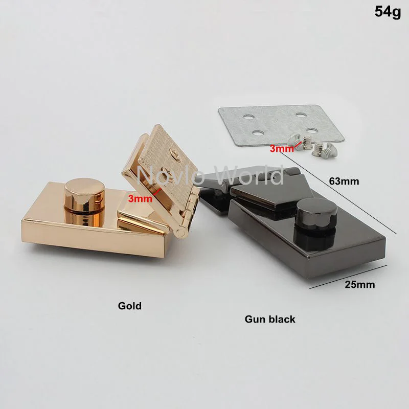 5-30sets 4 colors 25*63mm rectangle shape metal press lock for shoulderbag metal clasp bag accessories