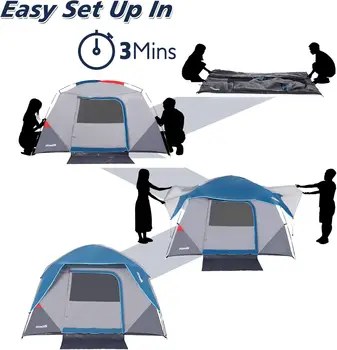 Camping Tent Easy Set up Outdoor Camping Tent 4 Person and 6 Person for Hiking Backpacking Traveling Outdoor 2.8ft (L) x 7ft (W) 3
