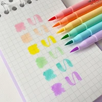 6pcs Soft Brush Fluorescence Pen Set Pastel Markers Coloring Highlighter Calligraphy Pen For Office Art Student Supplies 1